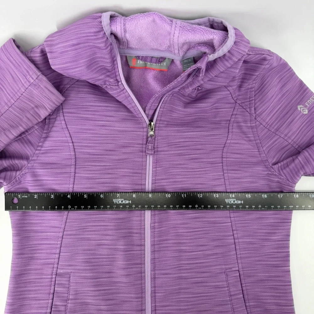 Free Country Girls Purple Striped Hooded‎ Softshell Active Jacket Size 14/16